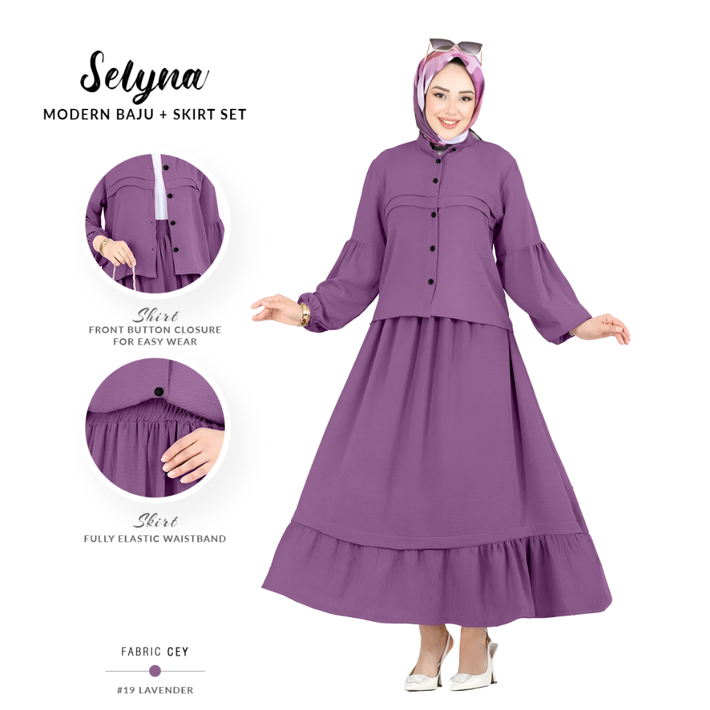 New Season Arrival Selyna Modern Baju + Skirt set for Modest Muslimah by Modest Glam Clothing