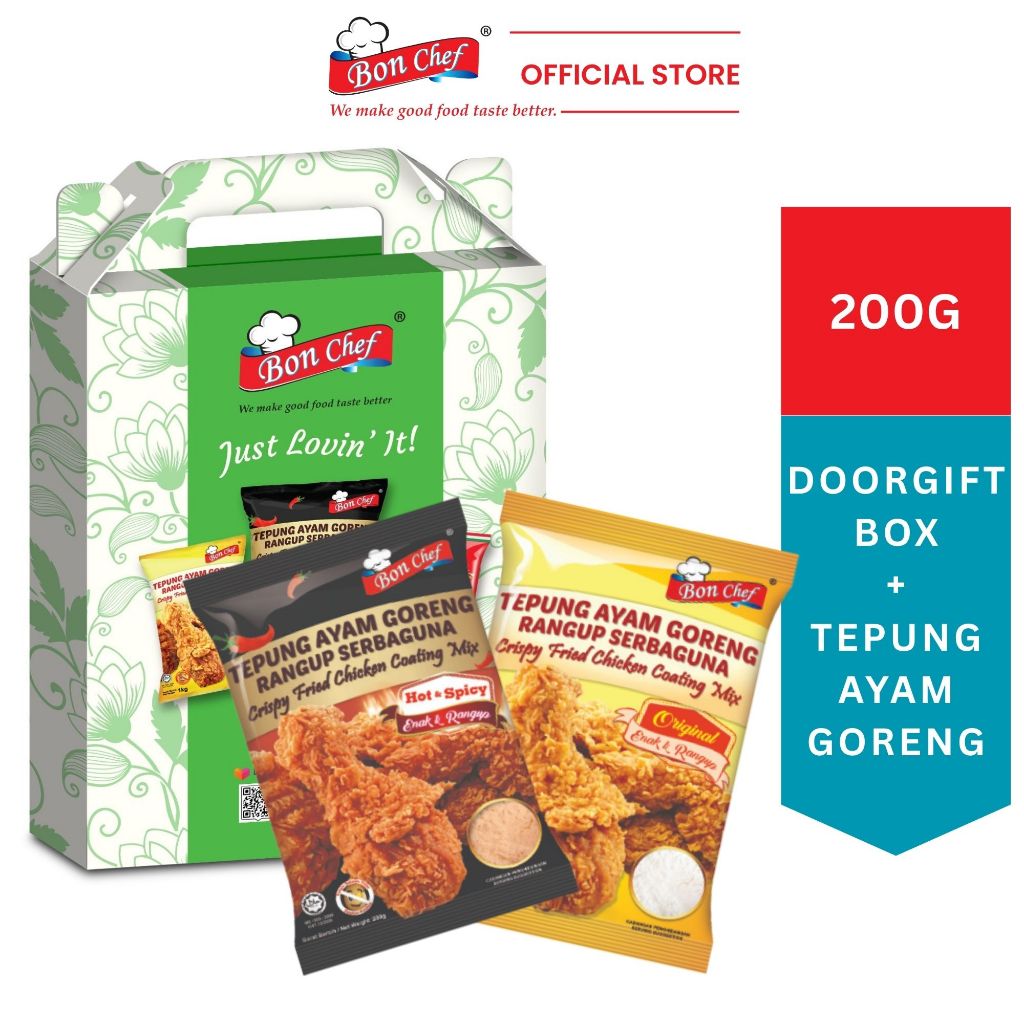 DOORGIFT SET BON CHEF ( 200G Tepung Goreng Ayam + Green Color Doorgift Box)