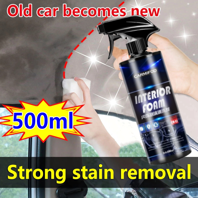 Car Interior Cleaner Spray Car Seat Cleaner 500ml Pembersih Kereta Dalaman Fabric Leather Plastic Home Sofa Foam Cleaner
