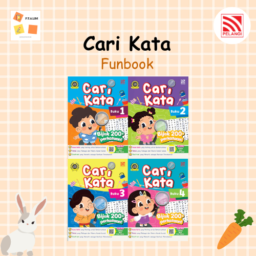 [Pelangi] Cari Kata Buku 1-4 Kosa Kata 200+ perkataan Kemahiran Eja / Word search Book For Kids (BM)
