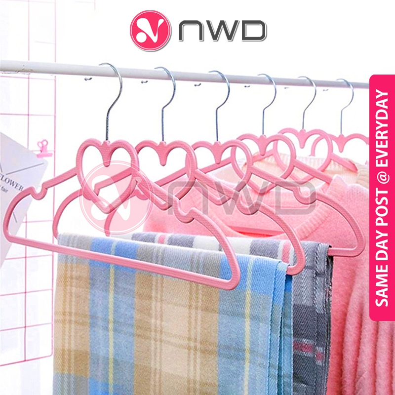 《 》 Multifunctional Plastic Hanger Pink Love Ribbon Shape Cute Creative Closet Organizer Penyangkut Baju 衣架