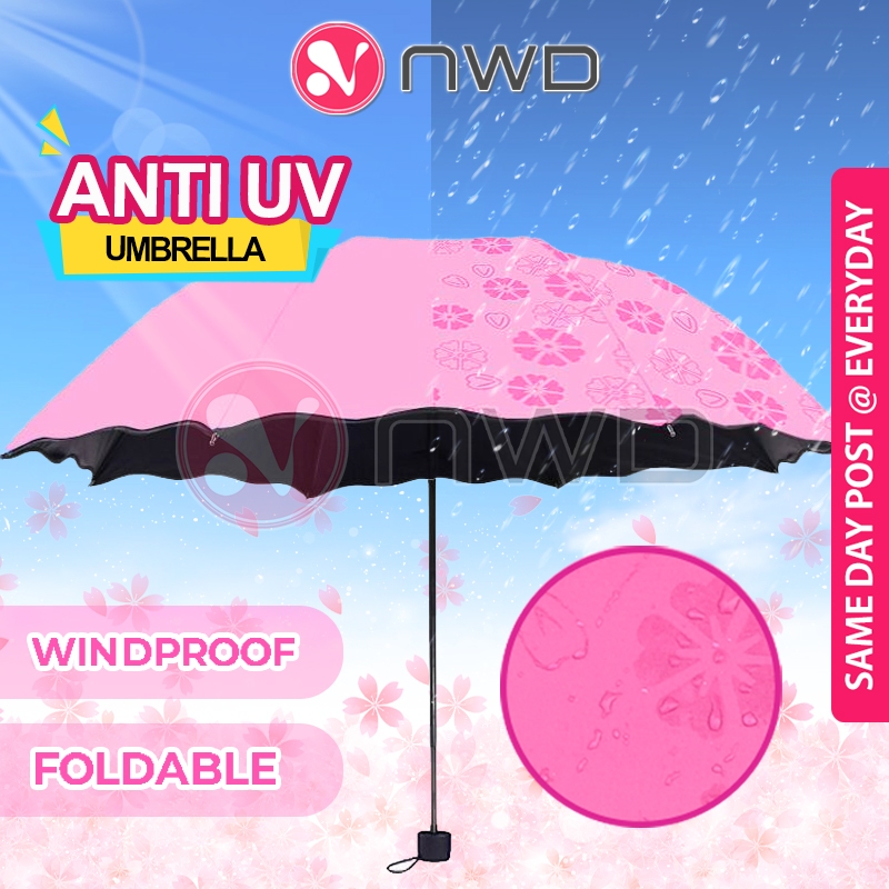 《 》 Umbrella Flower UV Foldable Sakura Blossom Windproof Travel Payung Lipat Hujan 防紫外线雨伞 NWD