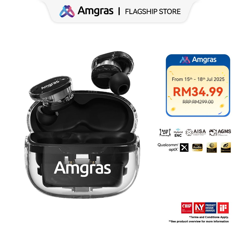 Amgras Future SE2 Transparent Wireless Earbud Gaming ENC Noise Reduction 5.3 Bluetooth Earphone HIFI stereo Super bass