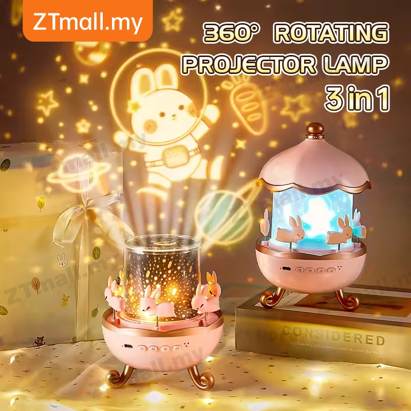 Music Box Projector LED Night Light 12/21 Projection Films 3 in 1 For Kids birthday gift lampu tidur