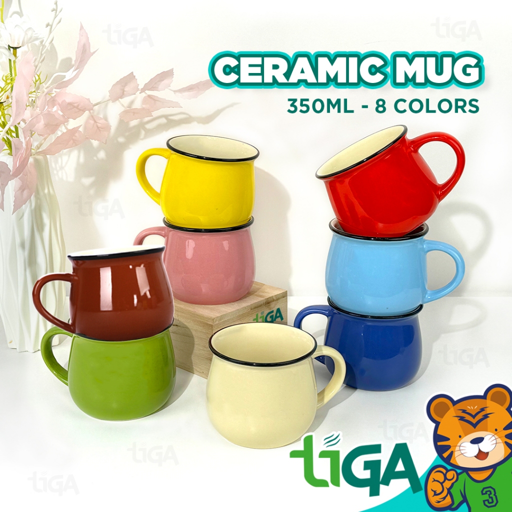 TIGA 350ml Ceramic Mug Coffee Cup Water Cup Milk Cup Cute Cartoon Cup Macaron Cup Birthday Gift | Keramik Cawan_KC20008