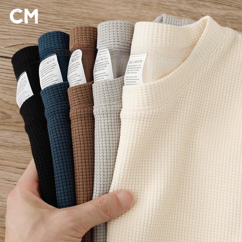 CLIFF tshirt men Kemeja-T Lelaki Waffle fabric Solid color easy matching Casual comfort 男士华夫格短袖日常百搭