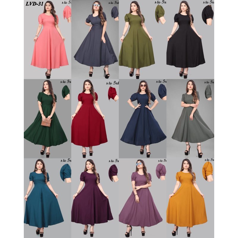 LVD-31~S To 5XL- Women's Wear Designer Poly Crepe Gown