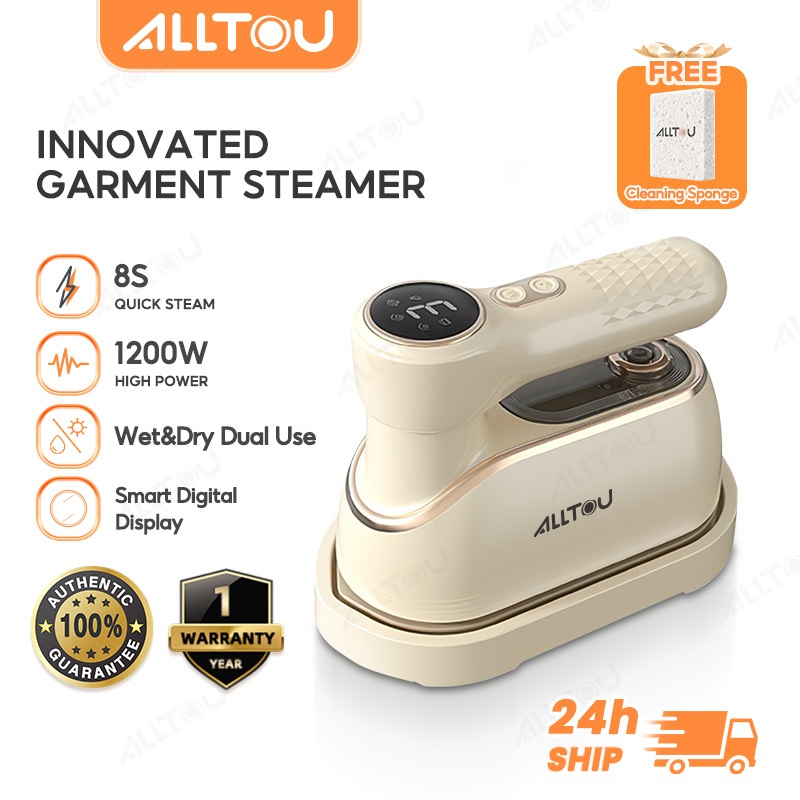 ALLTOU Handheld Steam Iron Sterika Baju with LED Screen 1200W Garment Steamer 3-Level Foldable 150ML seterika baju