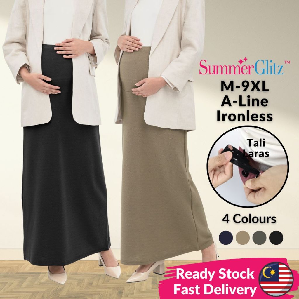 SummerGlitz Maternity Skirt A Line Long Pregnant Women / Kain Pregnant Panjang Ibu Mengandung Muslimah plus size Labuh