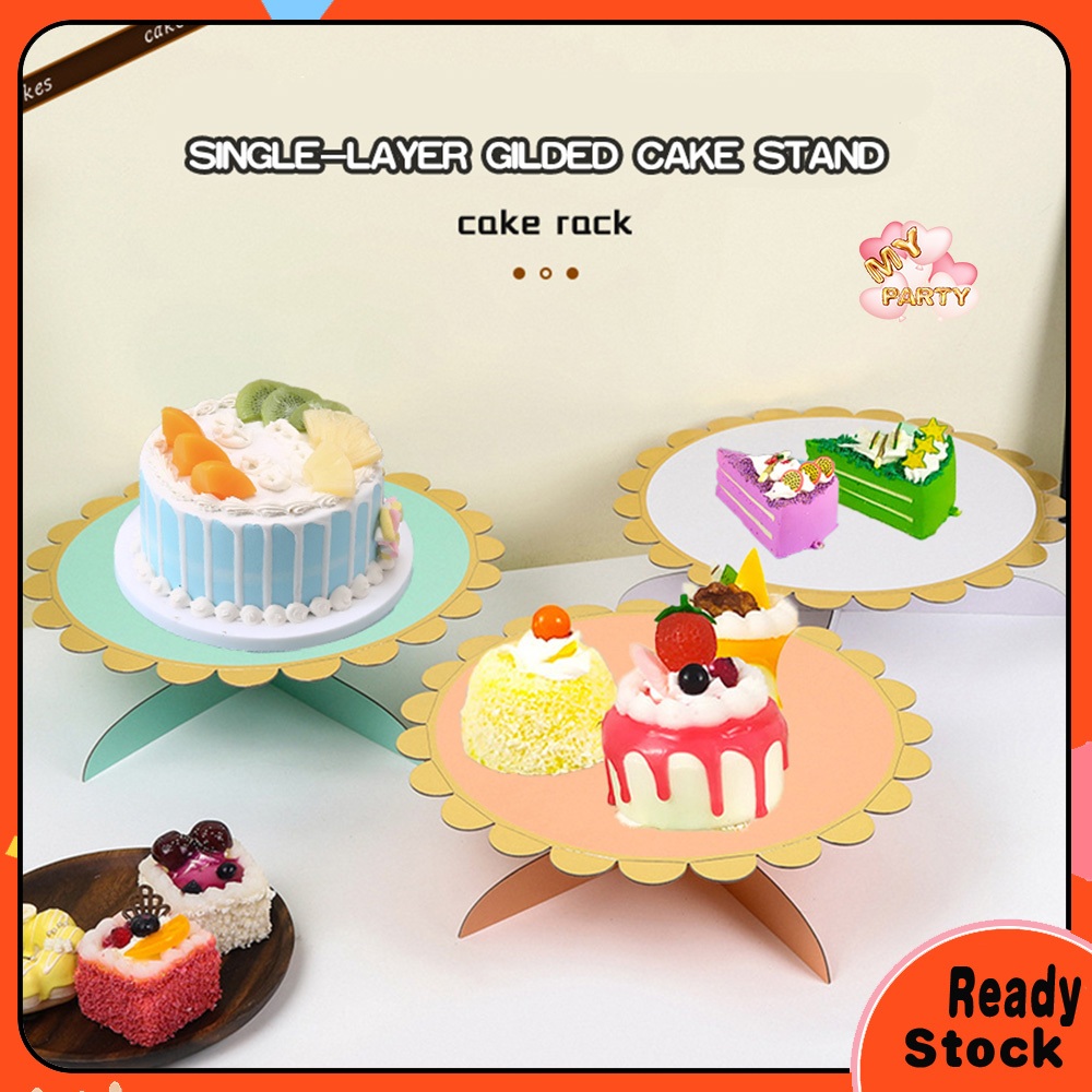 1-layer Paper Cake Stand Disposable Cardboard Cake and Cupcake Stand Dessert Tower Pink Blue White