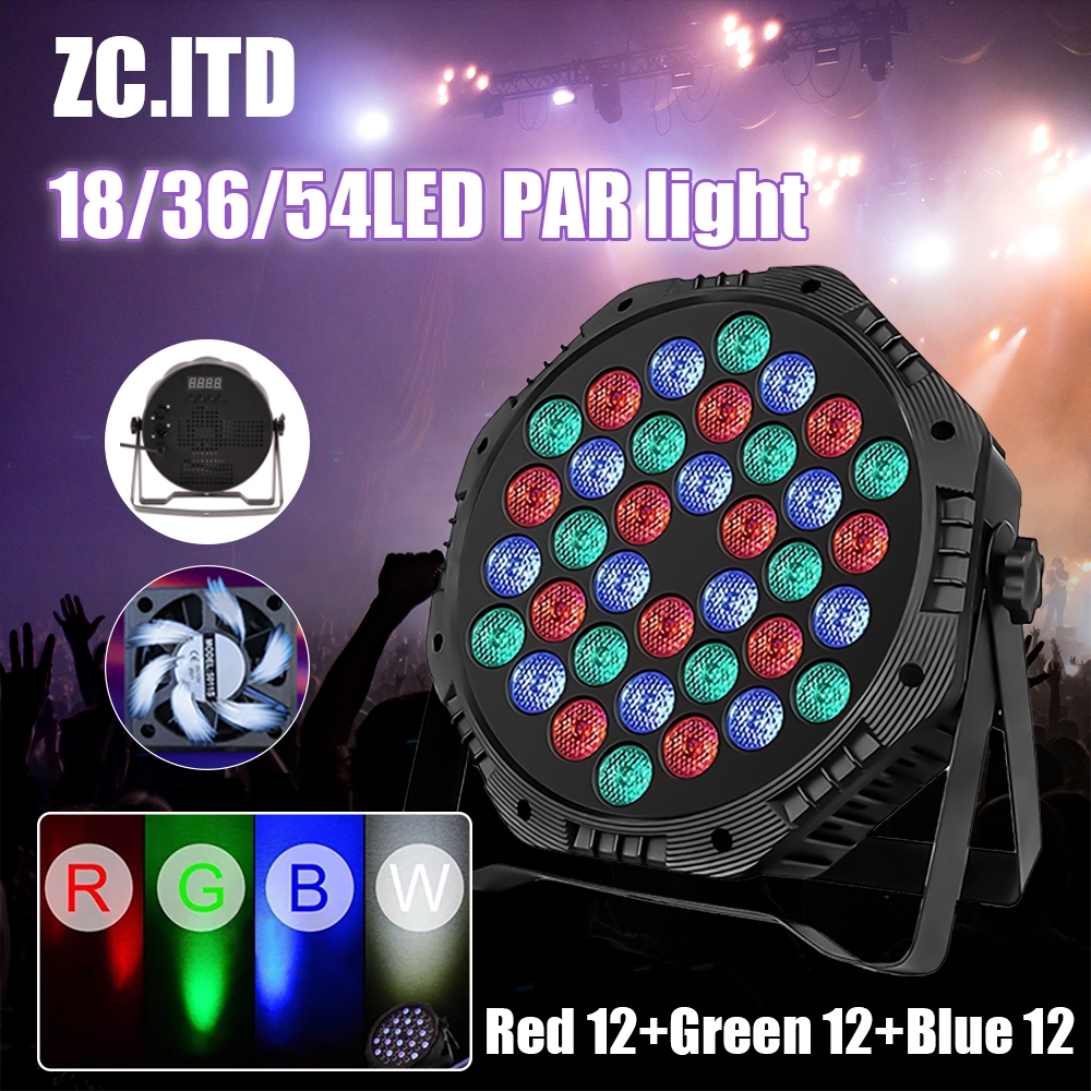 18/36/54 Led Stage Light Disco Par Light RGB Effect 9 Channels Support DMX512 for Room DJ Bar Party Remote Control