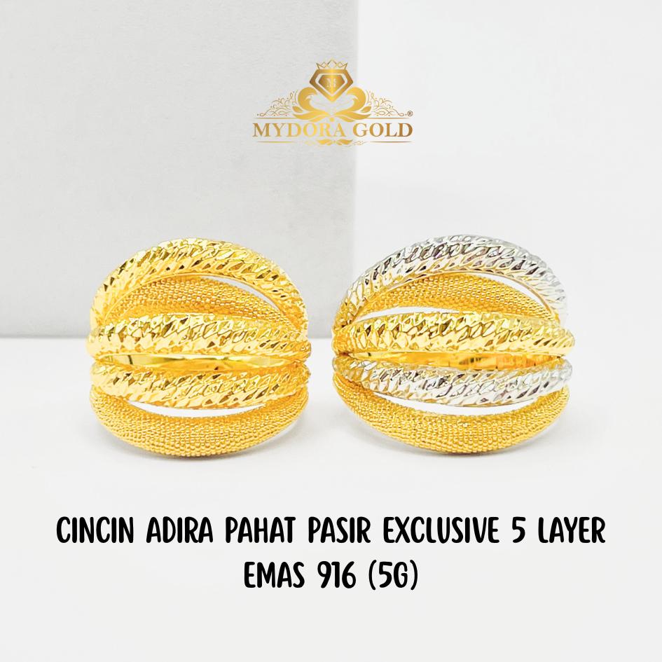 MYDORA Cincin Adira Pahat Pasir Exclusive 5 Layer (5G) l EMAS 916/22K