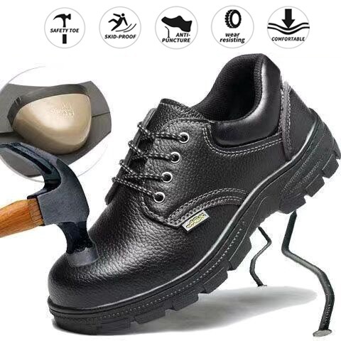 WHITBY Safety Boots Safety Shoes Kasut Safty Kasut Kerja Lelaki Low Cut Black Leather Surface