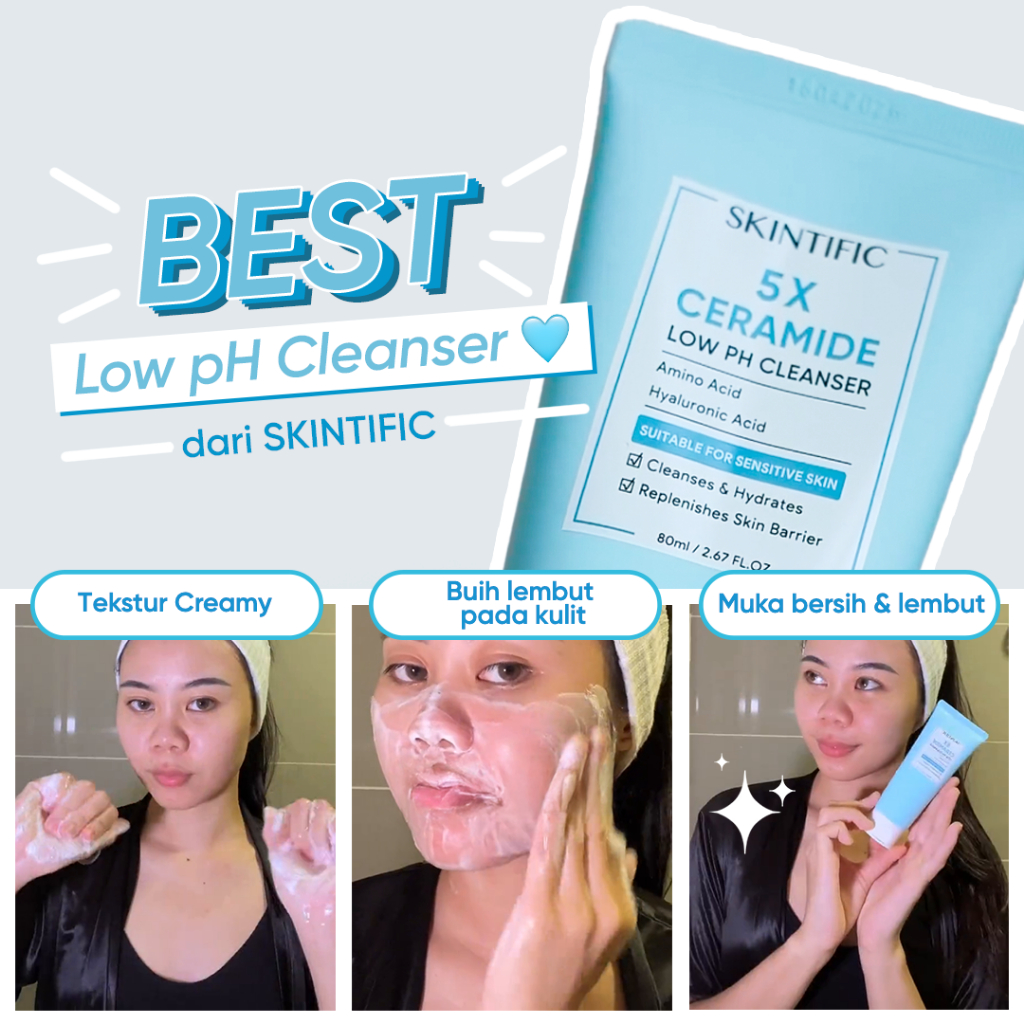 SKINTIFIC 5X Ceramide Low pH Cleanser Facial Wash For Sensitive Skin 80ml Moisturizing Repair Barrier