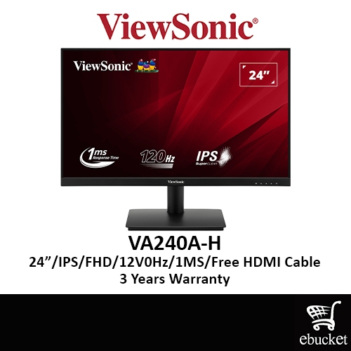 Viewsonic VA240A-H VA240AH @120Hz LED FULL HD IPS LCD Monitor FREESYNC (24''/1ms/FHD/120Hz) Computer Monitor