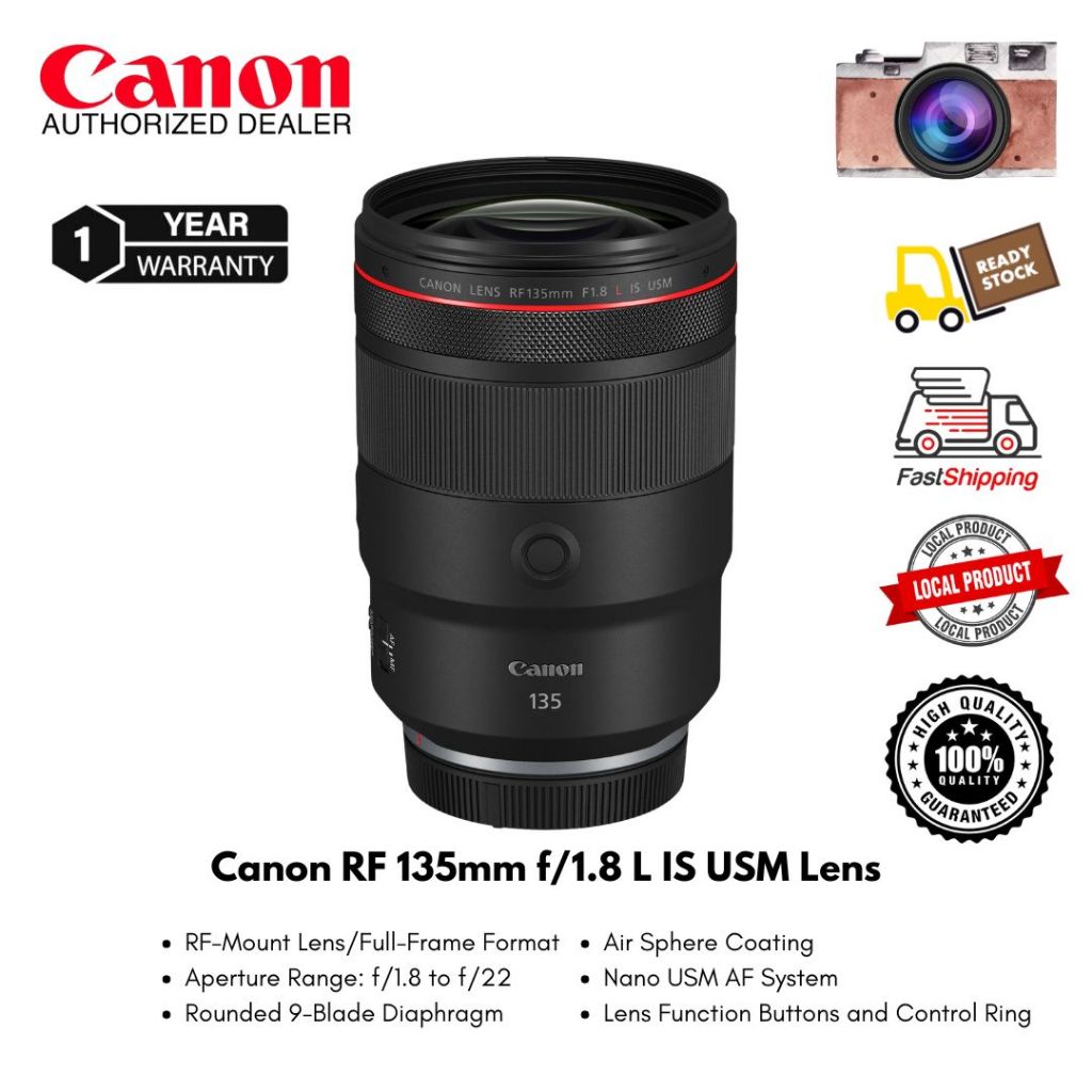 ( Canon Malaysia ) Canon RF 135mm f/1.8 L IS USM Lens （ 1 Year Warranty )