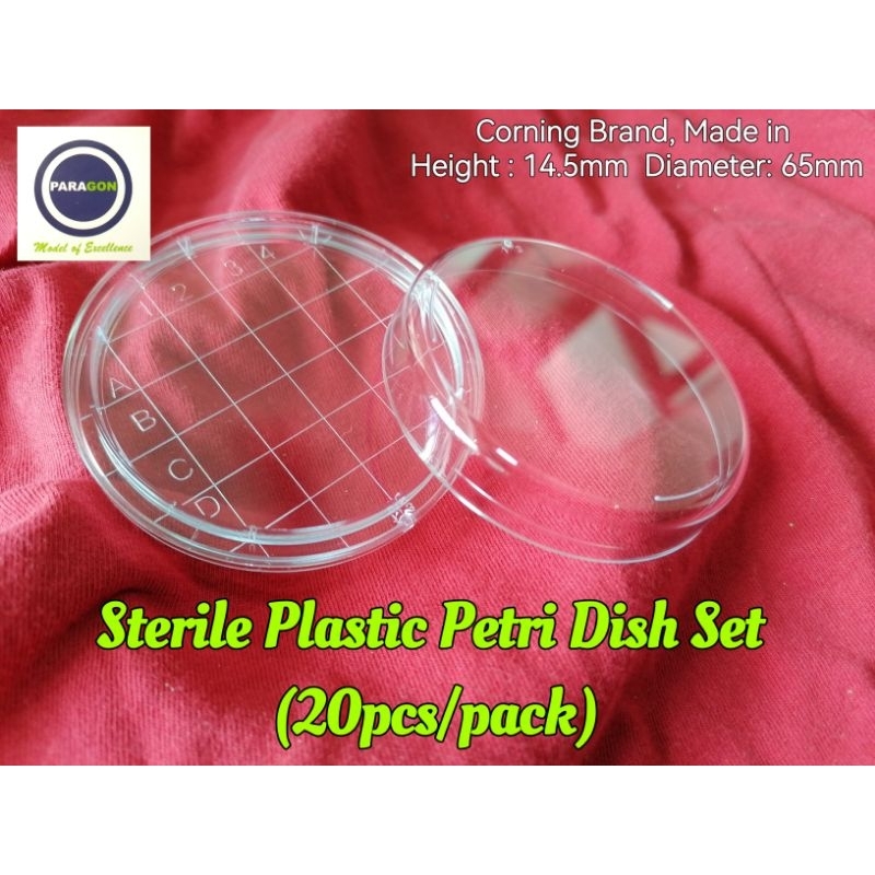 Sterile Plastic Petri Dish Set (20 set/ pack) H14.5mm D65mm Brand Corning France