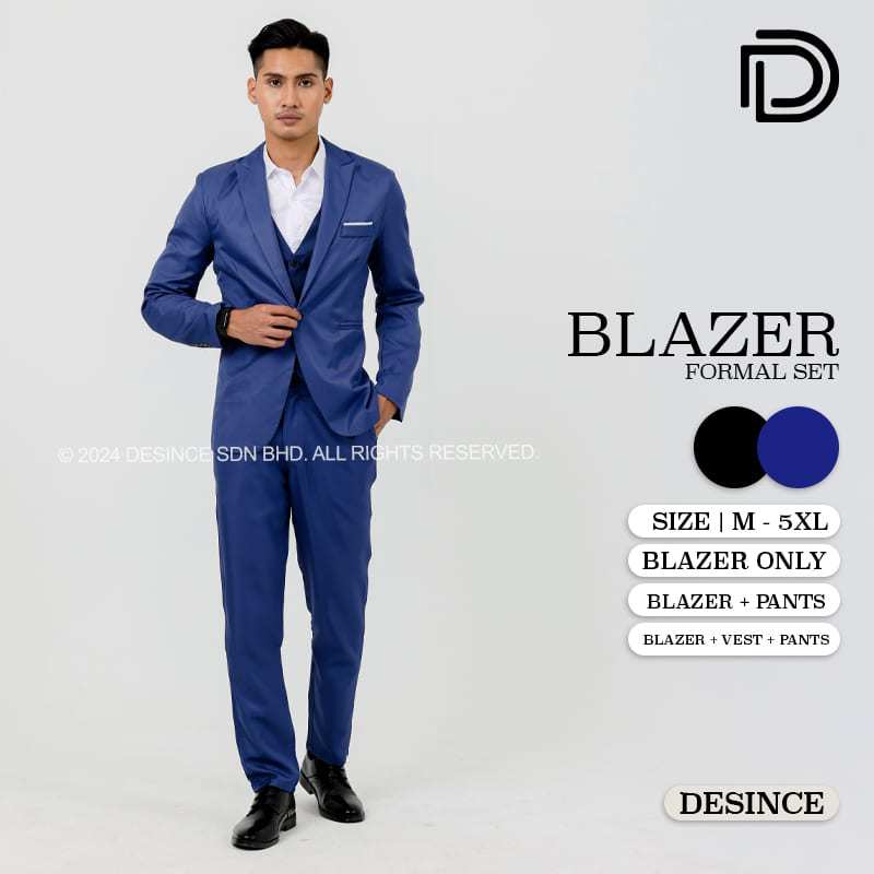 DESINCE Men Blazer Set Formal Trousers Business Outerwear Pants Office Slack Pants Jacket Suit Tuxedo MW 008