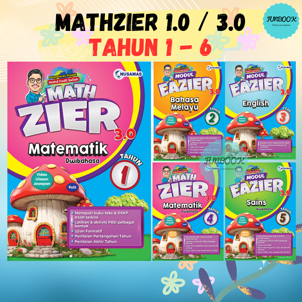 [FUNBOOK] Buku Latihan MATHZIER 1.0 & 3.0 (2025) Modul EAZIER 1.0 Tahun 1 2 3 4 5 6 KSSR