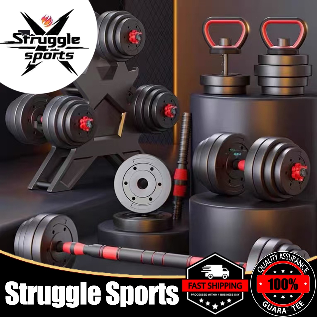 【10 ~ 40kg】 Dumbbell Set Dumbell Bumper Rubber Coated + 40CM Foam Connector Gym Home Fitness Deadlift