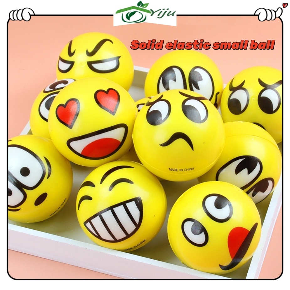 【Ready Stock】6.3cm Smiley Emoji Exercise Soft Elastic Squuze Stress Reliever Ball Kid Small Ball Toy Grip Exercise