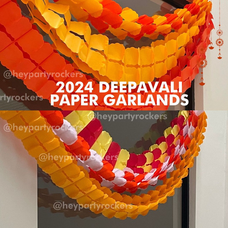 [ READY STOCK] 2024 Deepavali Paper Garlands in various colours for Diwali Celebration