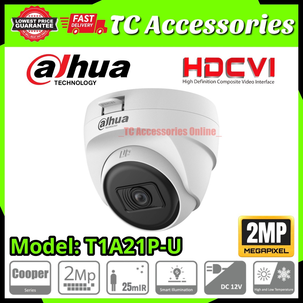 Dahua 2MP 1080P Full HD Indoor IR Dome CVI Camera HAC-T1A21P-U CCTV Support Night Vision View