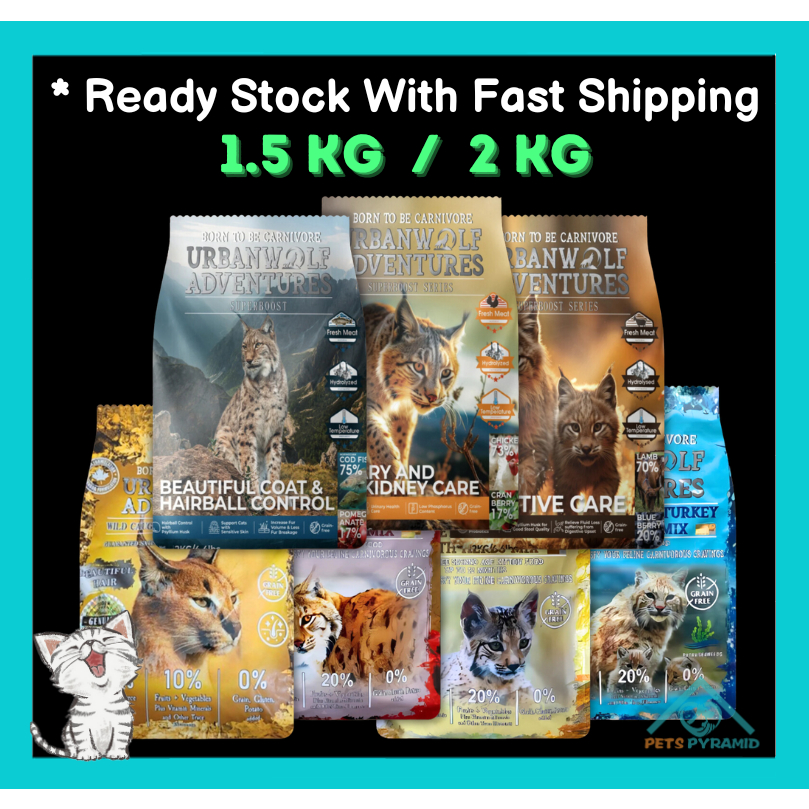 Urbanwolf Adventures 1.5kg / 2kg Cat Food Makanan Kucing Grain Free