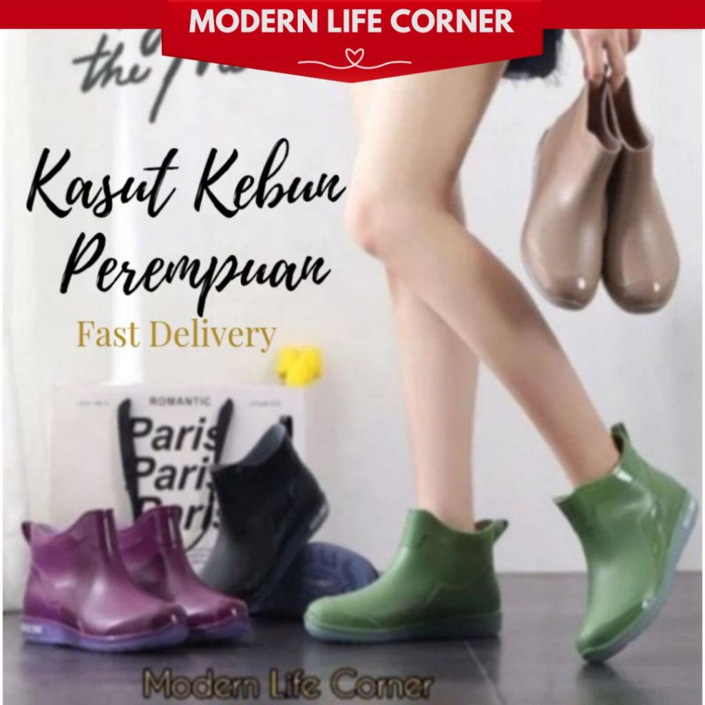 Kasut Sawah/Kebun Perempuan berkualiti tinggi. Ladies Waterproof Rain Boots