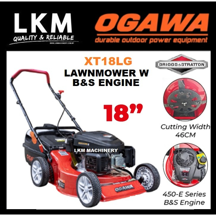 Ogawa 18" XT18LG Gasoline Hand Push Lawn Mower 125cc B&S Engine Made in USA Mesin Potong Rumput Mesin Rumput Tolak