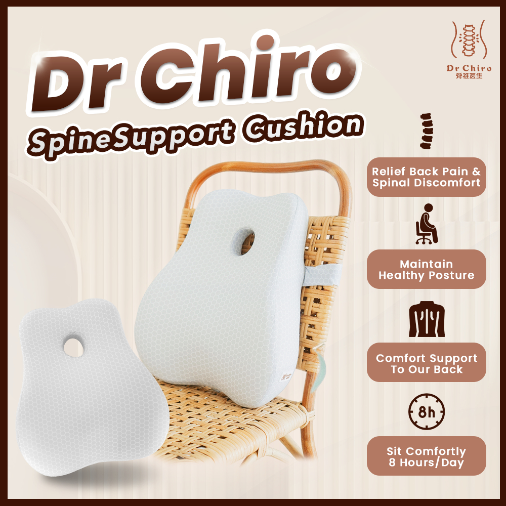 DrChiro - Comfort Spine & Lumbar Support Back Cushion 脊椎垫 腰垫 Kusyen - Ergonomic Memory Foam Back Pain Relief Cushion