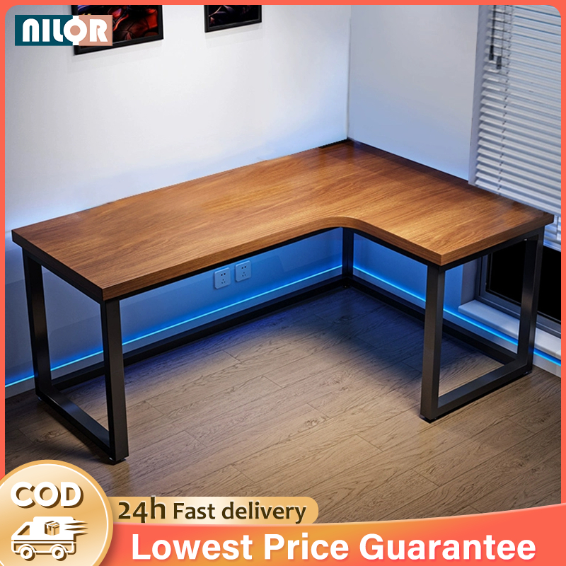 NR L-shaped Desk Corner Computer Table Simple Household Bedroom Study Desk Bookshelf Combination Office Table 电脑桌/电竞桌