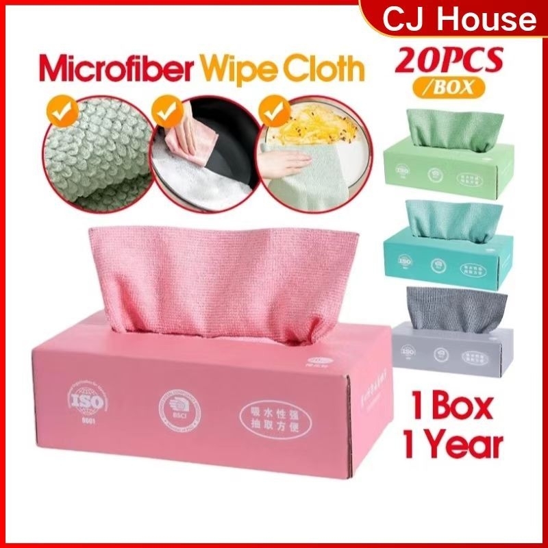 20PCS Kitchen Towel Super Absorbent Cleaning Cloth Dish cloth Wash Cloth Household Kain Lap 厨房抹布毛巾