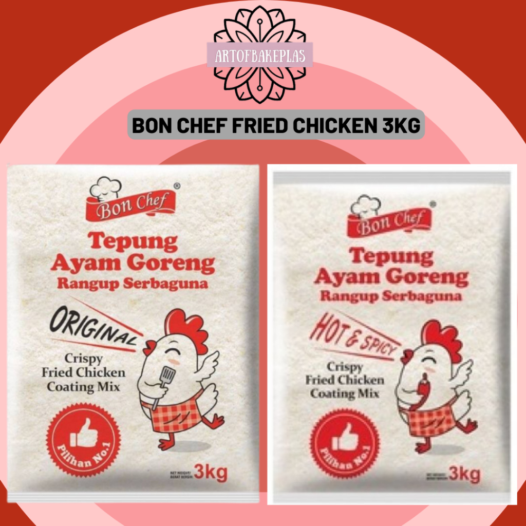 Tepung Ayam BON CHEF 3KG / Crispy Fried Chicken / Tepung Ayam Rangup Serbaguna Tepong Ayam