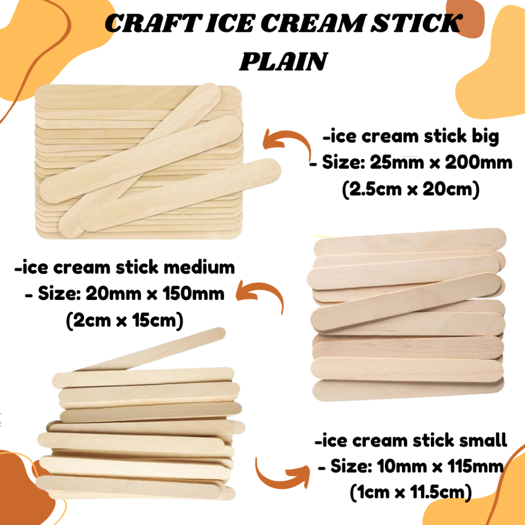 Ice Cream Stick Plain Big / Medium / Small DIY Art