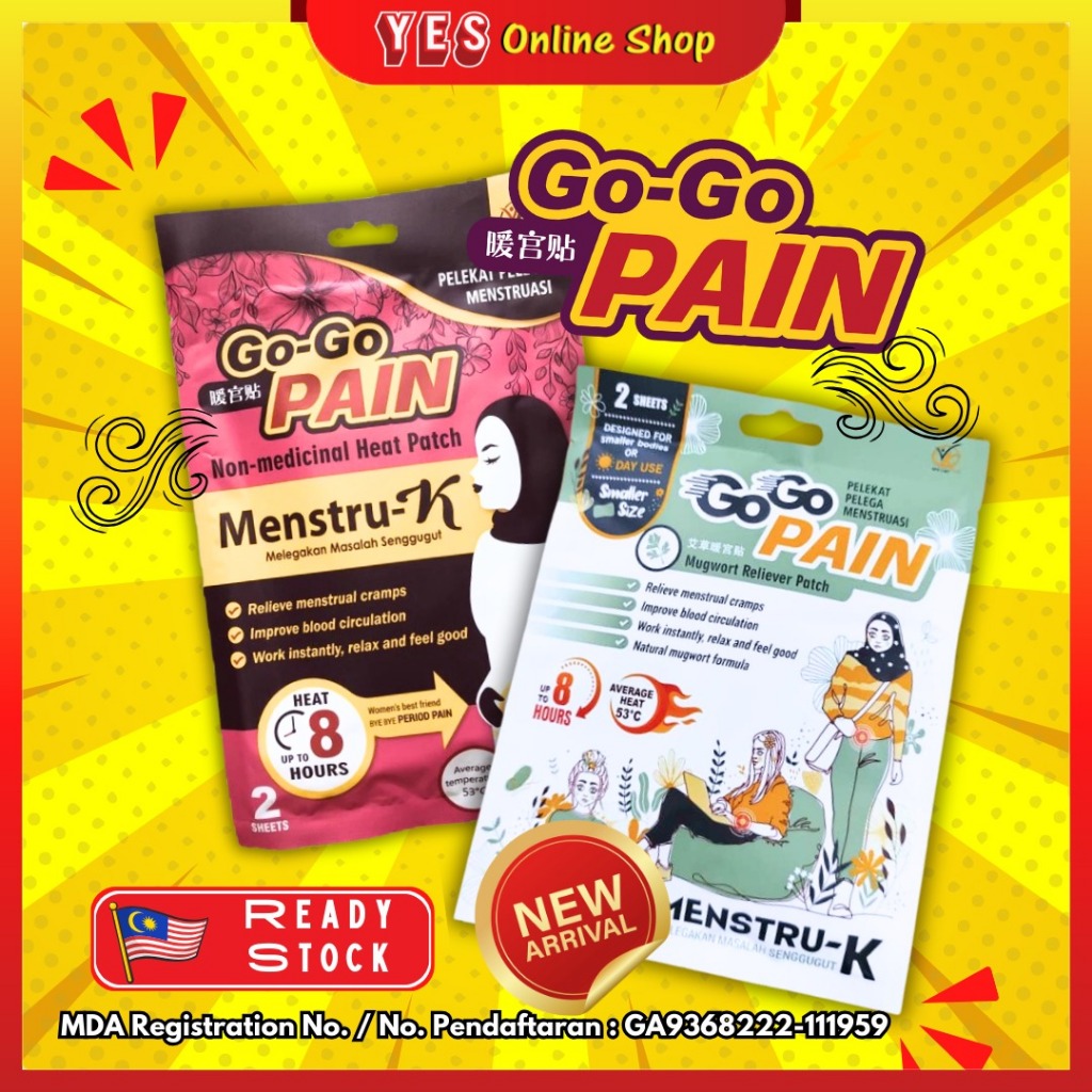 GO GO PAIN Menstrual Period Pain Relief Heat Patch PELEKAT PELEGA MENSTRUASI WANITA