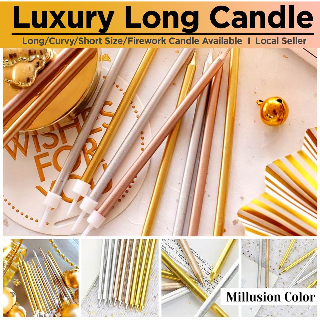[1Pc] Birthday Cake Candle Individual Packing Luxury Long Long Tall Candles Lilin Kek Hari Jadi 生日蜡烛派对蛋糕蜡烛