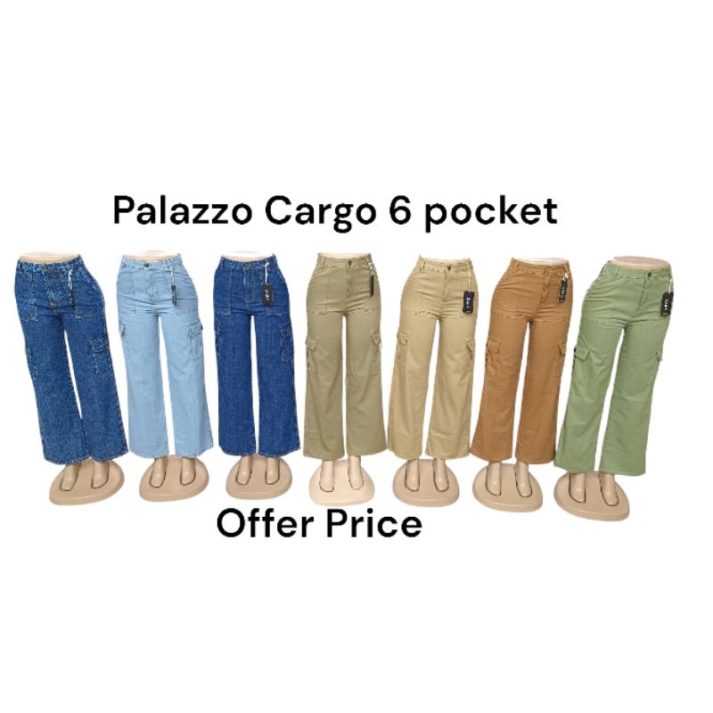 OFFER Ladies Cargo 6pockets Palazo Denim High Quality Materials Fast Delivery Ready stock Malaysia