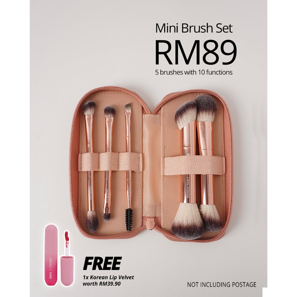 KINA MINI BRUSH SET (LIMITED EDITION) Free korean Lip Velvet (Random)