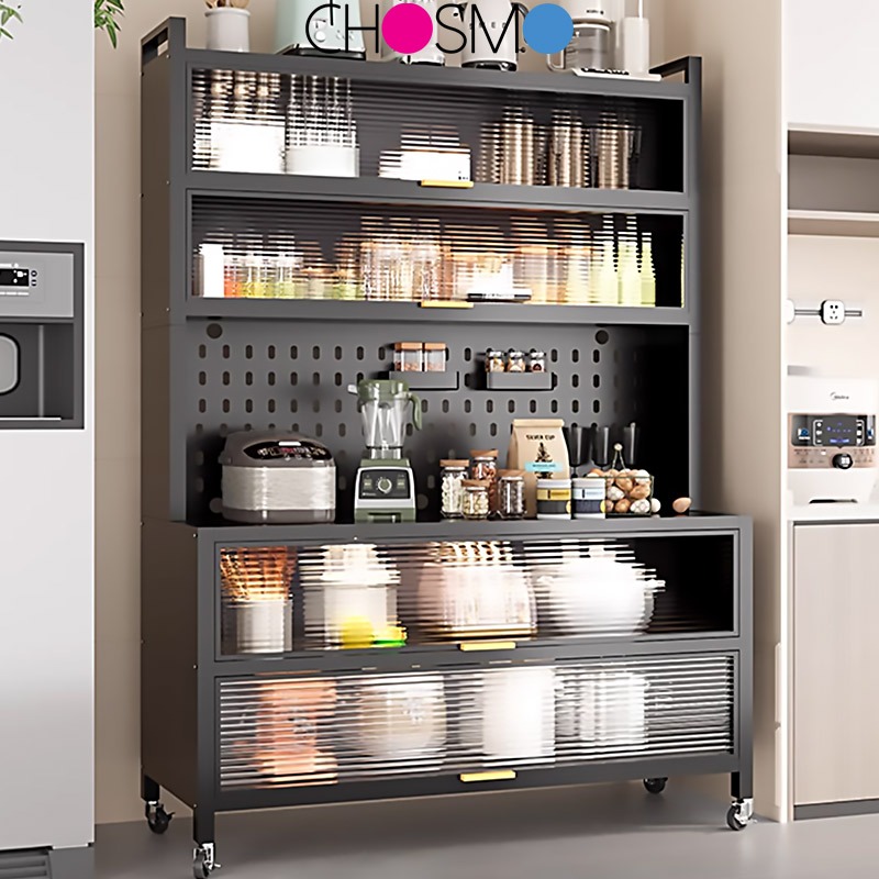 Rak Dapur Steel Storage Rak Kitchen Organizer Living Room Rack Kitchen Multifunction Cabinet Microwave Oven Rak