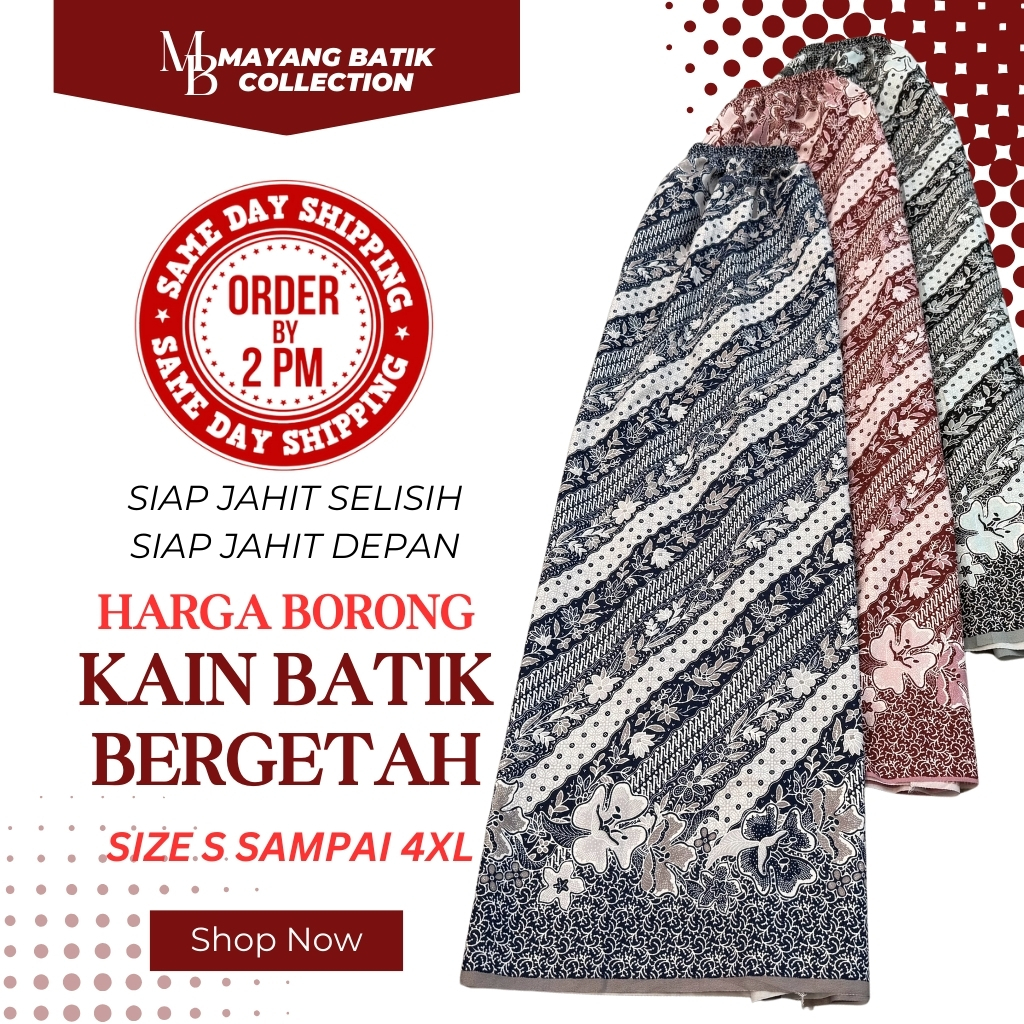 Kain Berpantang Bergetah / Kain Batik Instant / Confinement Sarong /Kain Batik Sarong Siap Getah Pinggang [3021 - 3023]