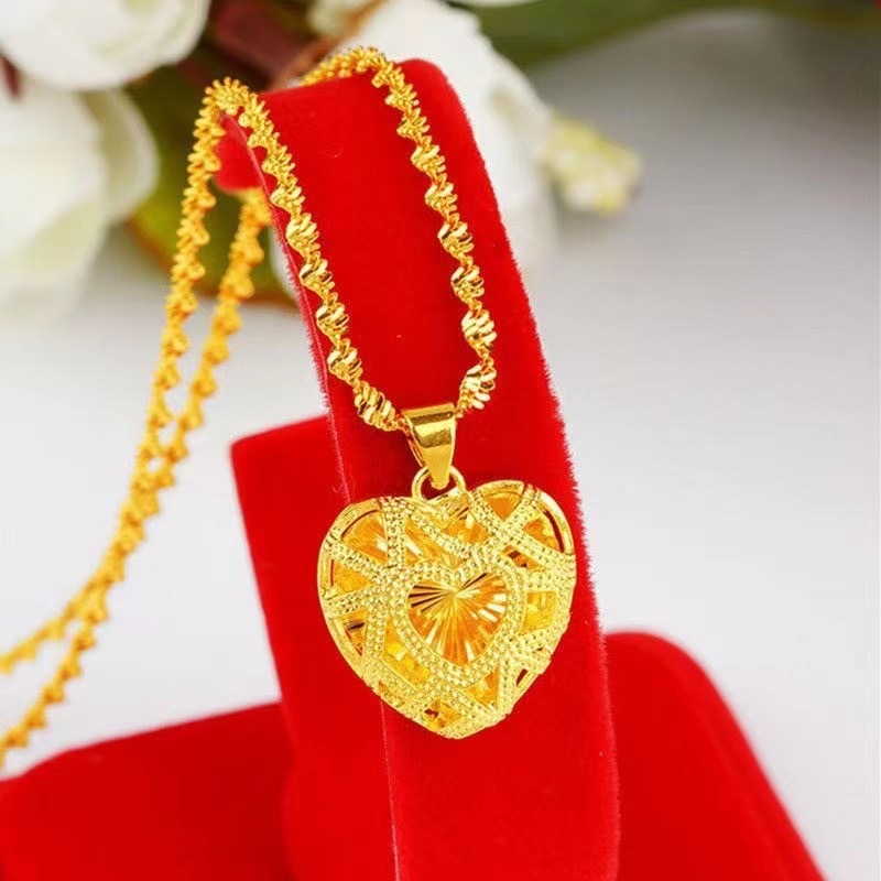 Ready Stocks Emas Heart Love Rantai leher GOLD PLATED HADIAH GIFT ANNIVERSARY rantai necklace bling raya hadiah