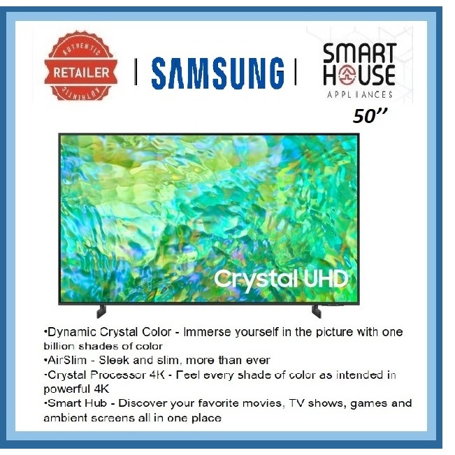 FREE SHIPPING !! 【2023】Samsung TV 50CU8000 4K UHD Smart TV 50'' TELEVISION YOUTUBE NETFLIX