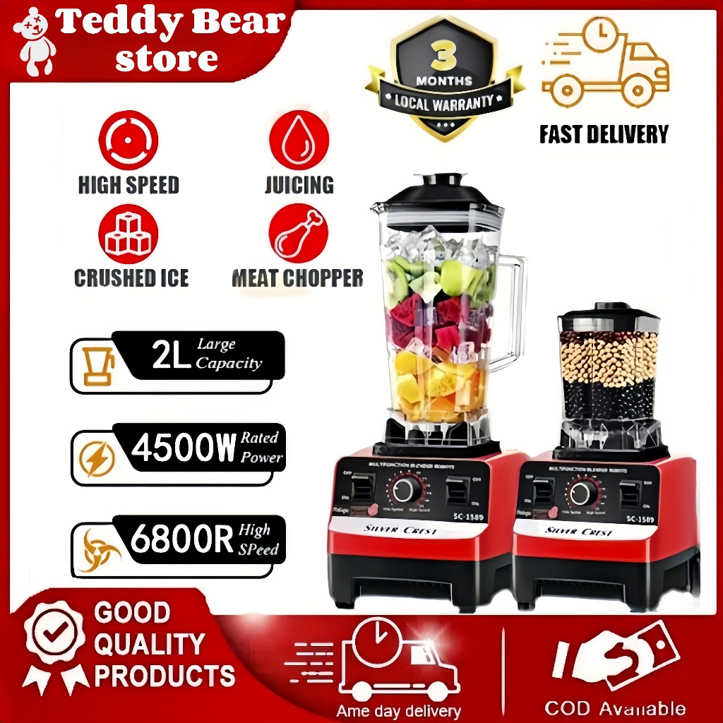 Heavy Duty blender 3L Full SET blender Pengisar 2 IN 1 Juicer Ice Blender 4500W High power Mixer Food Blender