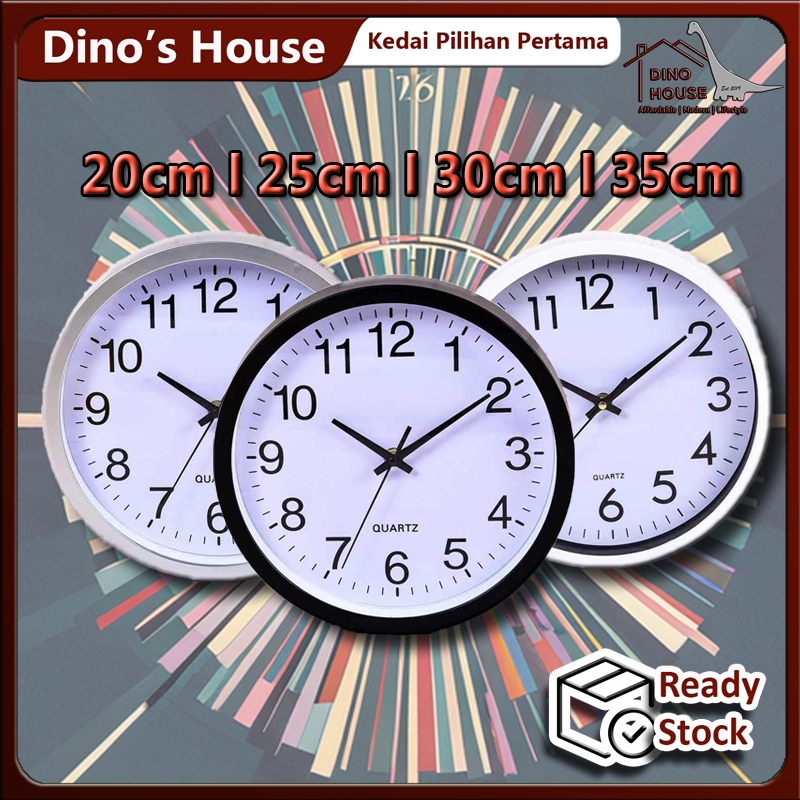 [PALING MURAH] 35CM / 30CM / 25CM / 20CM QUARTZ Round Wall Clock Ikea Style Home Decor Jam Dinding Clock Jam Besar Ikea