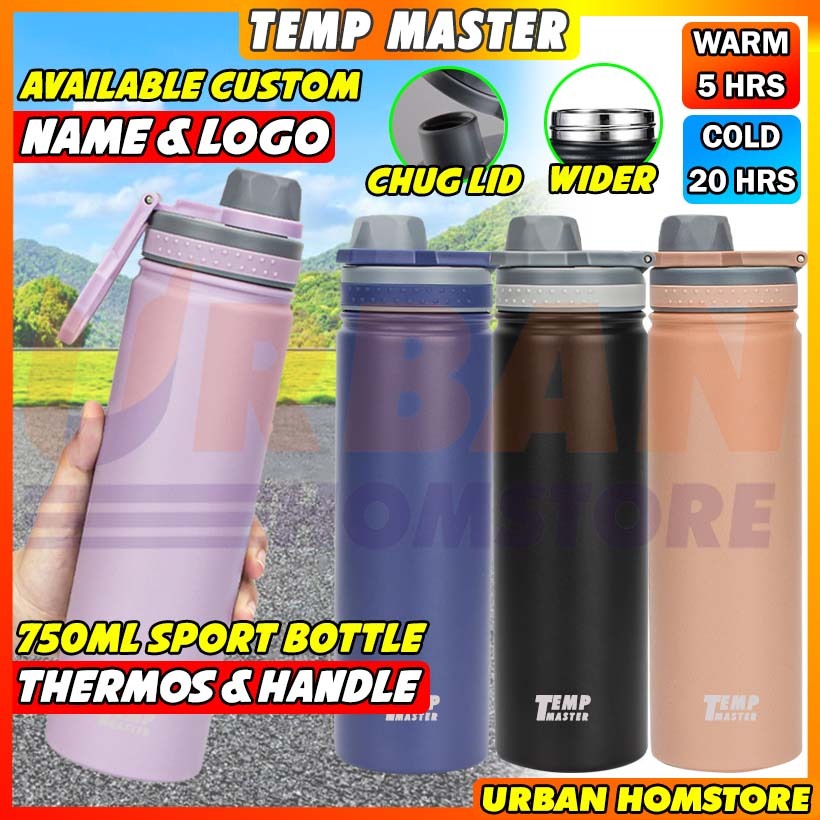 UBH TEMP MASTER 750ML Tumbler custom nama Thermos flask Stainless steel 304 Insulated Vacuum Botol air tahan panas sejuk