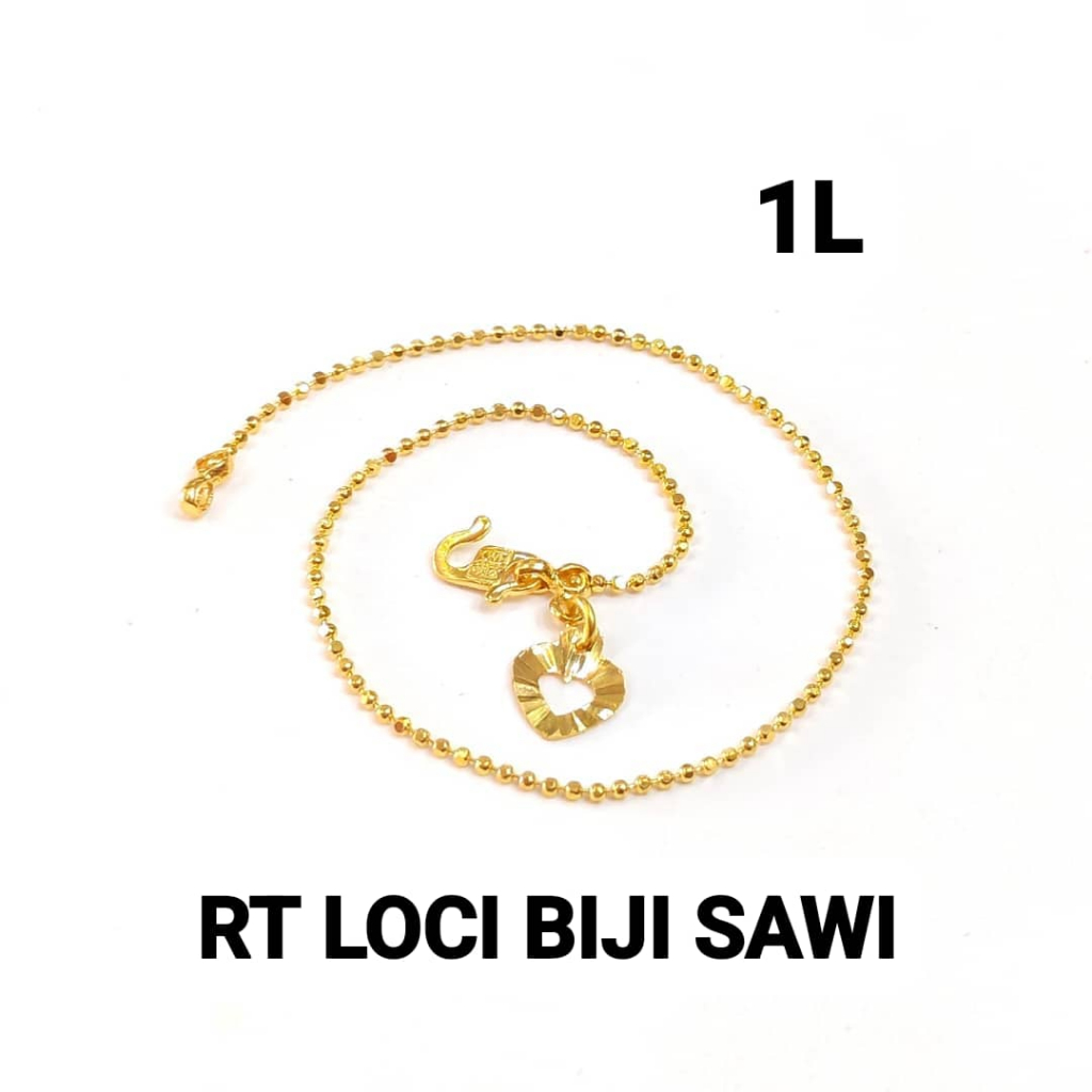 Wing Sing Rantai Tangan Loci Padu Biji Sawi Bajet Emas 916 /  实心圆珠罗珠手链 / 916 Gold Budget Solid Bracelet