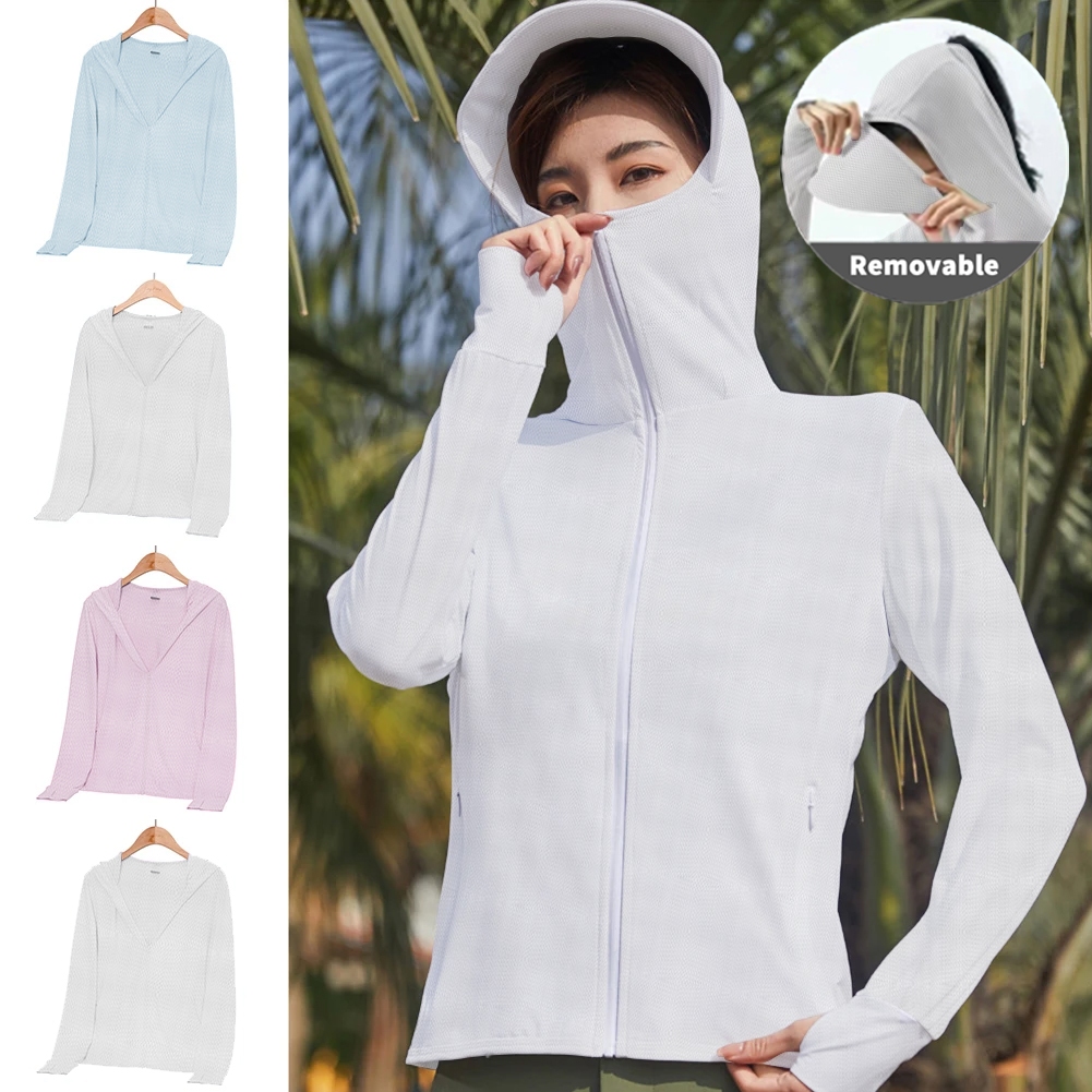 Muuv-It Women Ice Silk Sunscreen Clothing Sport Quick Dry Skin Windbreaker With Pocket Outdoor Sun-Protective Clothes