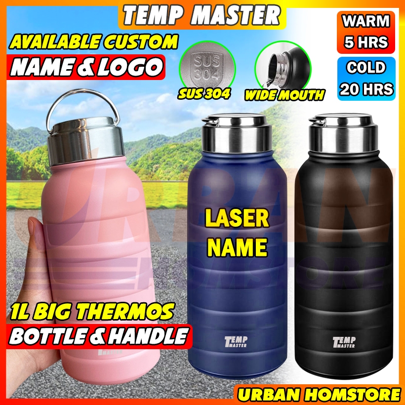 UBH TEMP MASTER 1L Thermos flask Tumbler custom nama SUS 304 Insulated Vacuum Tumbler Botol air tahan sejuk panas