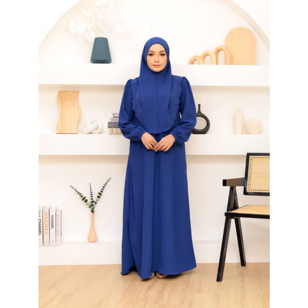 ALNOOR Jubah Muslimah Ironless Dress Muslimah Umrah Haji Travel